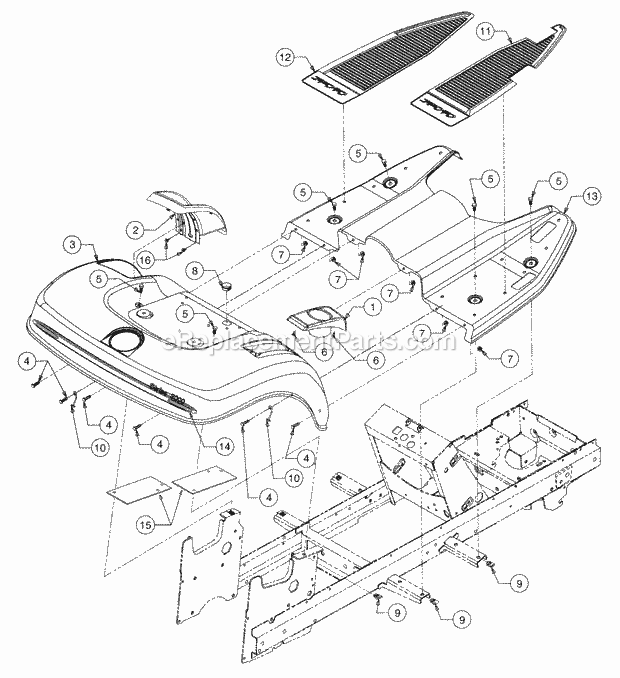 Fender And Running Board Diagram and Parts List for 2186 13A-288L100, 13B-288M100 Cub Cadet Lawn Tractor